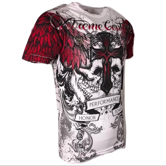 XTREME COUTURE by AFFLICTION Men's T-Shirt CARNIVORE Skulls Biker MMA - Picture 7 of 8